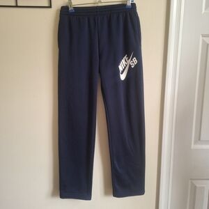 Nike SB Blue Sweatpants with White Logo Fleece Lined Boy Size L (12-13yrs)